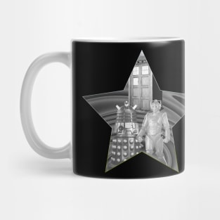 vintage black and white tardis dr who Mug